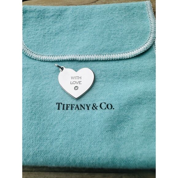 NEW Tiffany & Co. With Love Diamond Heart Charm Pendant in Silver - Picture 1 of 3